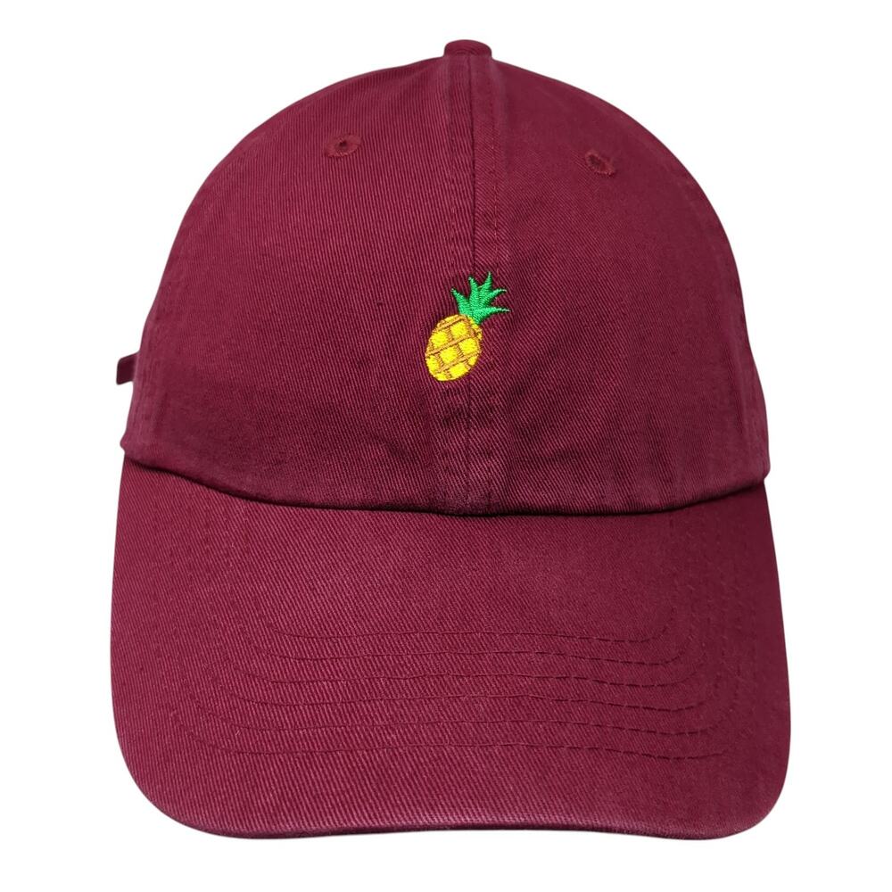 Pineapple Slideback Baseball Cap Red OS Adjustable Embroidered Carbon Elements